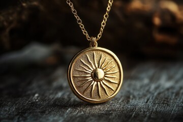 Golden Sun Pendant Necklace Elegant Jewelry Design