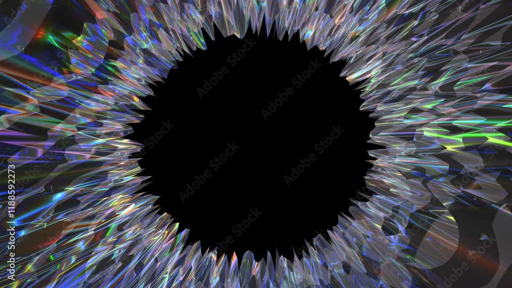 Aufkleber glowing wavy background animation with round empty black frame for text concept