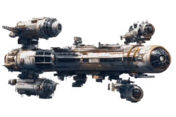 Realistic depiction of space station isolated on transparent background for design use