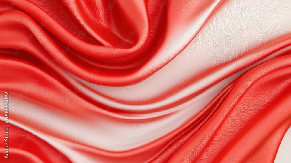 Aufkleber glossy red satin fabric featuring soft folds and an elegant drape. shiny texture and rich red color 