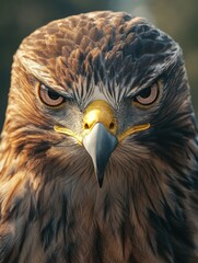 Naklejka premium Close up of a bird's face with its eyes wide open and its beak pointed forward