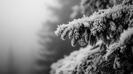 Tree branch covered in snow