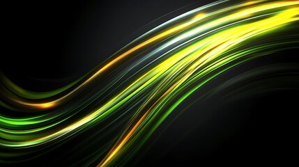 Obraz premium Abstract glowing green and yellow dynamic curves