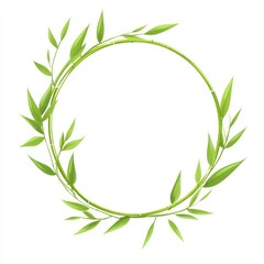 Green bamboo branches form a circular frame