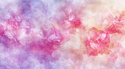 Fototapeta premium Abstract blurred background of colorful rainbow pastel floral bouquet flowers, grunge soft colors romantic botanical gradient aesthetic flow bloom dreamy vintage texture pattern painting illustration