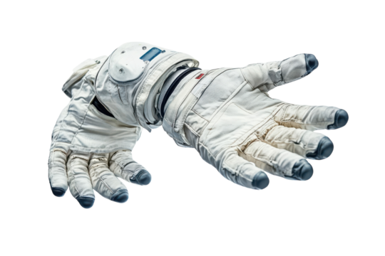 Elegant Spacesuit Gloves Captured in Zero Gravity for Innovative Space Exploration Imagery