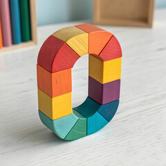 Colorful English alphabet letters, each in vibrant hues, arranged