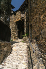 Street of the traditional mountain village of the Os de Civis in the province of Lerida, Cataluña,...