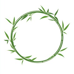 Green Bamboo Branches Forming a Circular Frame