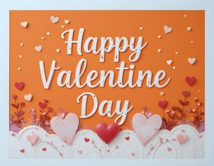 "Happy Valentines day" card with beautiful orange background.