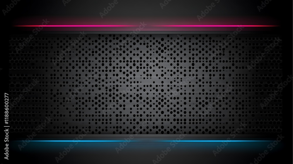 Poster Abstract dark tech background with glowing lines