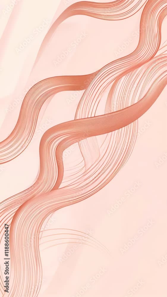 Poster colorful abstract lines create a harmonious design on a soft beige background, evoking a sense of tr