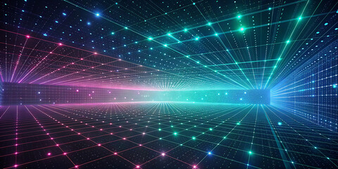 Fototapeta premium Digital Matrix: Futuristic Particles Creating a Mesmerizing Effect