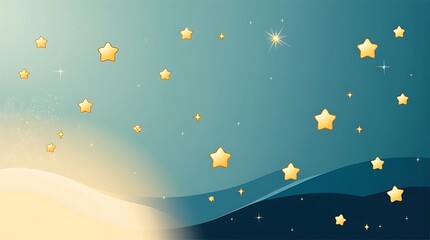 Fototapeta premium Whimsical Starry Sky Background for Business Use with Golden Star and Soft Colors