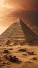 sunset over the pyramids