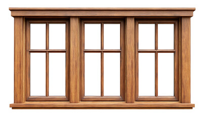 Obraz premium Wooden window frame isolated on transparent background