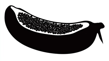 Fototapeta premium Silhouette of a Banana: A Monochrome Fruit Illustration