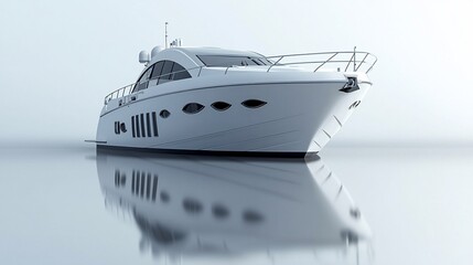 Naklejka premium Luxurious white yacht on calm water.