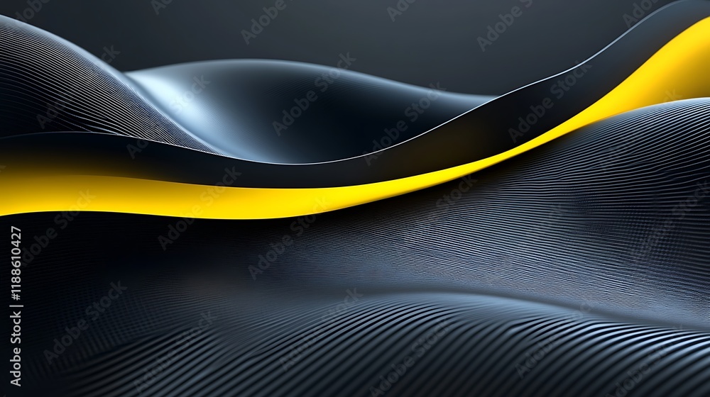 Poster abstract dark waves with yellow accent. possible use digital design background