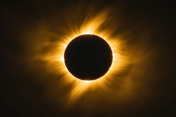 Obraz premium Solar eclipse with fiery corona radiating bright glowing light around the dark moon