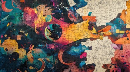 Abstract Puzzle Cosmos: A Symphony of Colors and Shapes