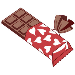 Heart-shaped valentines day decoration chocolate bar 3d rendering icon sign silhouette vector illustration isolatedon transparent background 