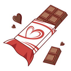 Heart-shaped valentines day decoration chocolate bar 3d rendering icon sign silhouette vector illustration isolatedon transparent background 