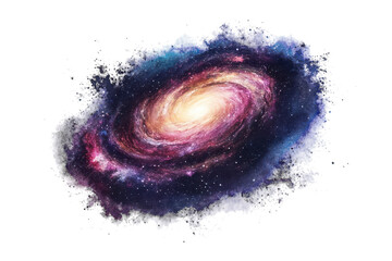Vibrant cosmic galaxy swirl isolated on transparent for design use