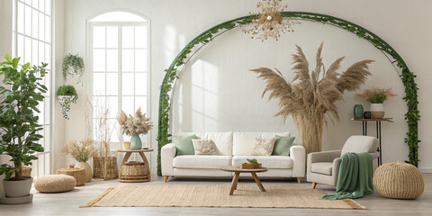 Obraz premium Stylish Living Room Interior Mock-Up Featuring Modern Decor