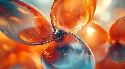 Colorful Abstract Shapes in Vibrant Orange and Blue Tones With a Smooth Reflective Surface Creating an Eye-Catching Visual Experience