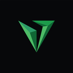 initial letter V emerald diamond logo icon