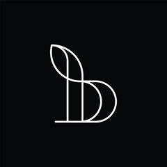initial letter B monogram curve luna line art