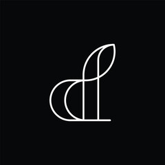 initial letter D monogram curve luna line art