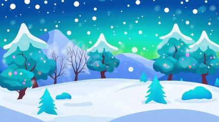 Enchanted Winter Landscape: A Breathtaking Digital Painting of a Snowy Mountain Valley