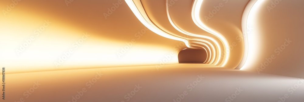 Poster 3d light fixture emitting a warm glow, isolated on a plain white background with large open space