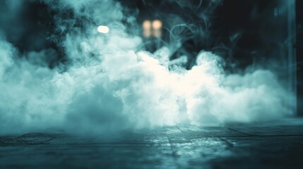 Fototapeta premium Nighttime Smoke Scene: Mysterious Vapor Trails Across City Street