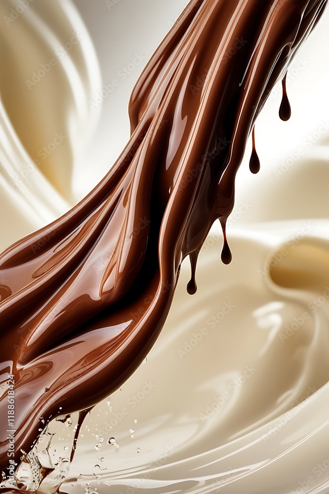 Aufkleber flowing chocolate and cream background for business use, rich texture and smooth movement