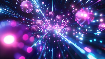 Fototapeta premium Abstract Neon Lights Tunnel Wallpaper