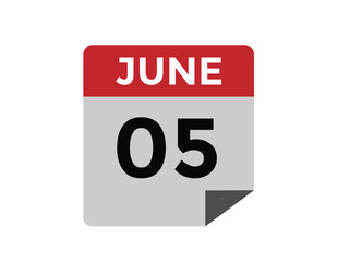 June 5 daily calendar icon - White Background
