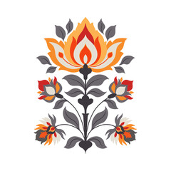 Mughal decorative ornamental floral. Vintage intricate traditional mughal style with flowers and foliage.