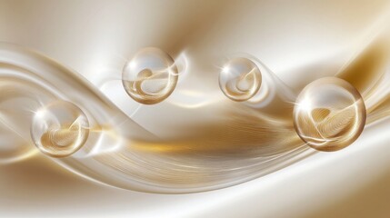 Stunning Abstract Golden Spheres in Elegant Gold Design; Modern Art with Dynamic Golden Waves; Luxury Gold Abstract Background