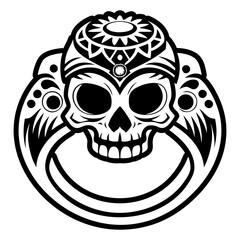 A glyph style icon of a skull ring