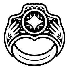 A glyph style icon of a vintage ring