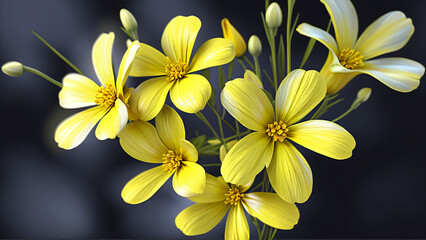 Fototapeta premium yellow flowers on black background