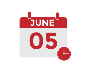 June 5 daily calendar icon - White Background
