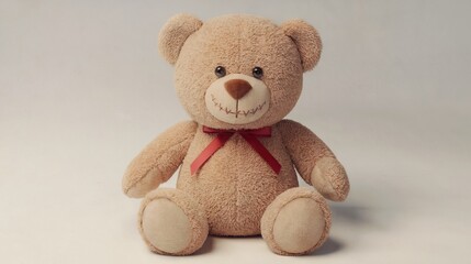 Adorable Plush Teddy Bear with Red Bowtie