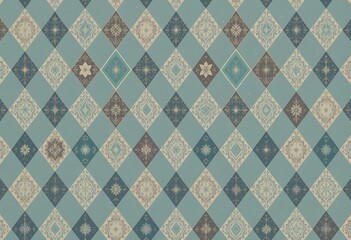 Diamond Patterned Tiles with Intricate Floral and Snowflake Designs