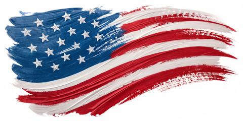Distressed American Flag Design with Grunge Texture and Brush Stroke Effect