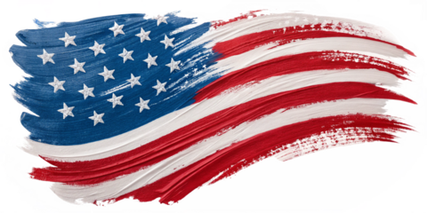 Distressed American Flag Design with Grunge Texture and Brush Stroke Effect