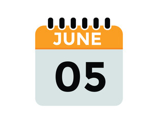 June 5 daily calendar icon - White Background
